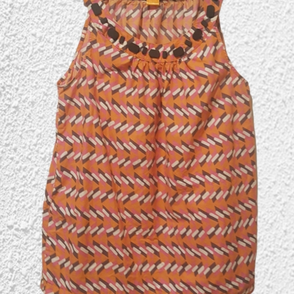Lightweight sleeveless retro print summer top with bead detail - Picture 4 of 4
